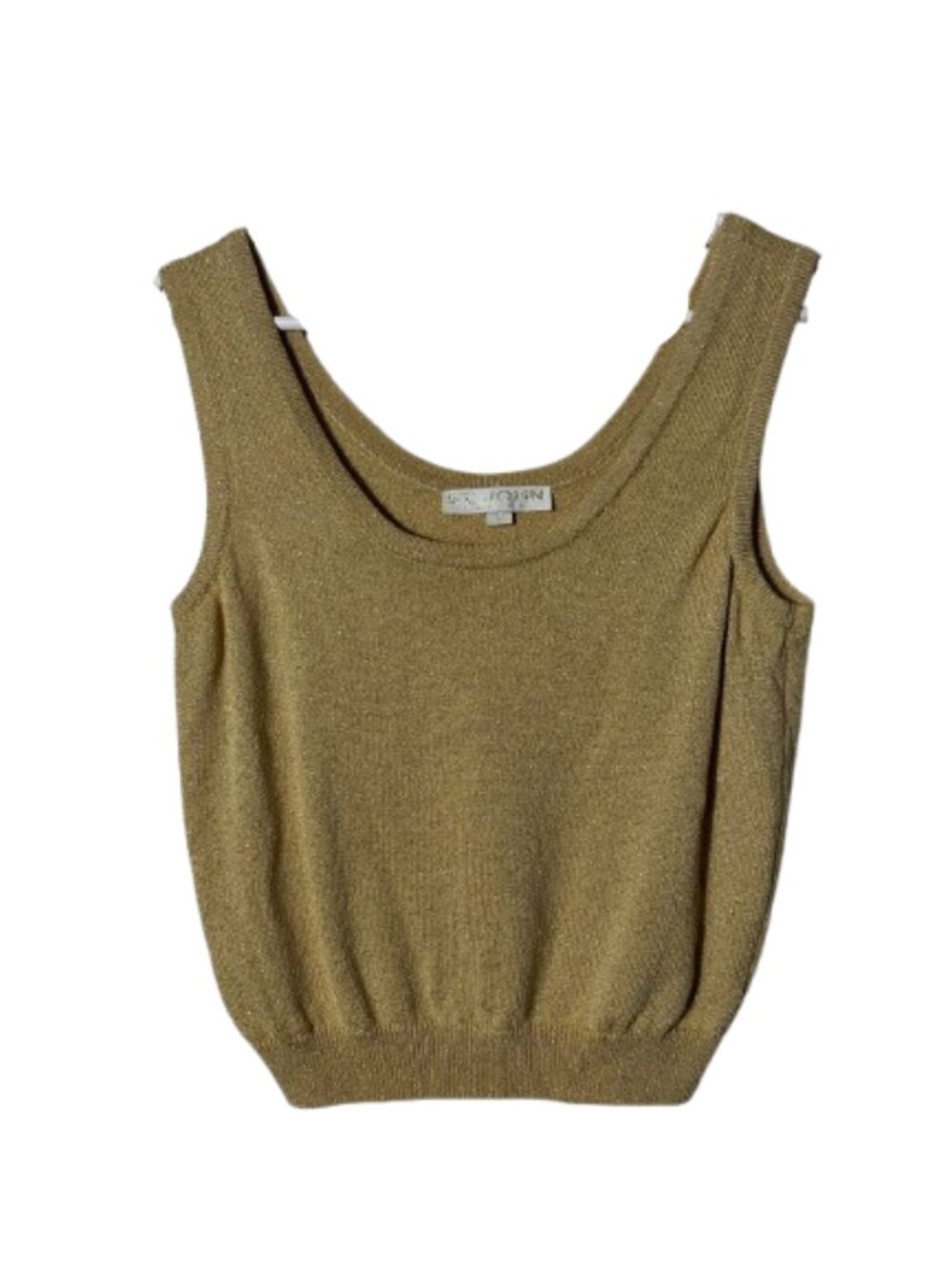 St. John basics gold metallic knit shell tank top womens M capsule luxury
